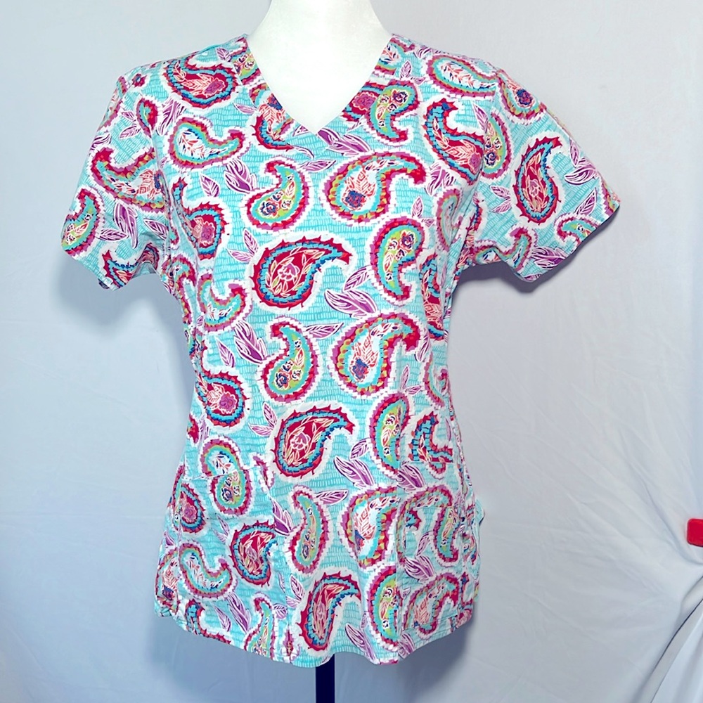 Vera Bradley Paisley Multi-color Scrub Top Cotton Spandex Women's Medium